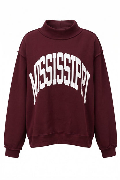 PREORDER: Mississippi/MS Reversible Mock Neck Sweatshirt (EARLY NOVEMBER)