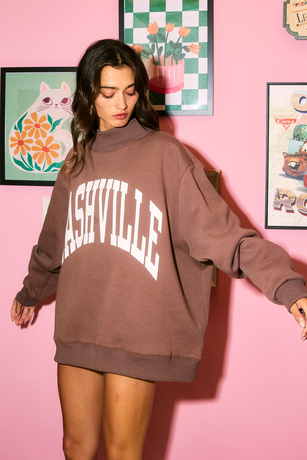 PREORDER: Nashville/Broadway Reversible Mock Neck Sweatshirt