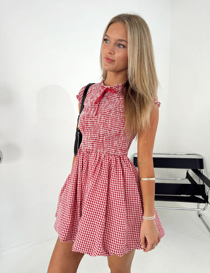 Dollhouse Smocked Gingham Bubble Dress