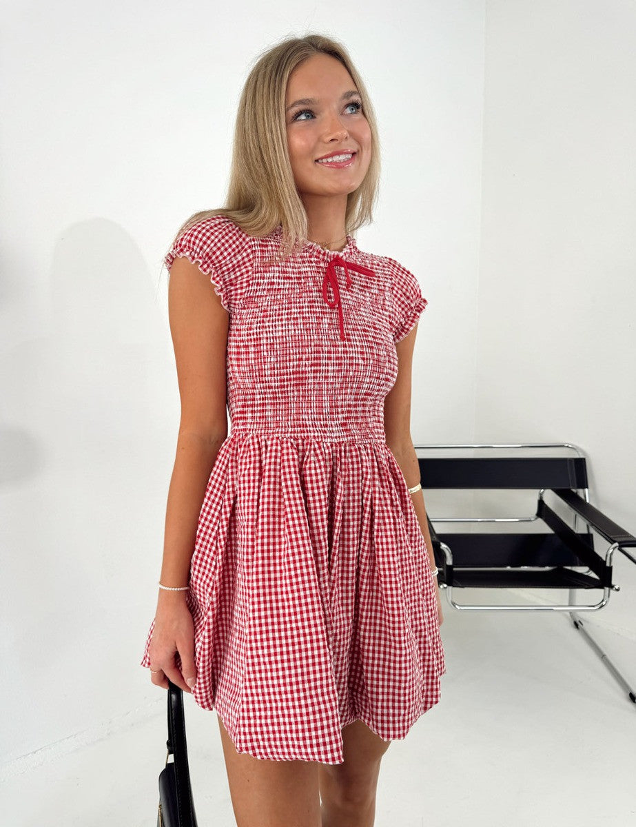 Dollhouse Smocked Gingham Bubble Dress