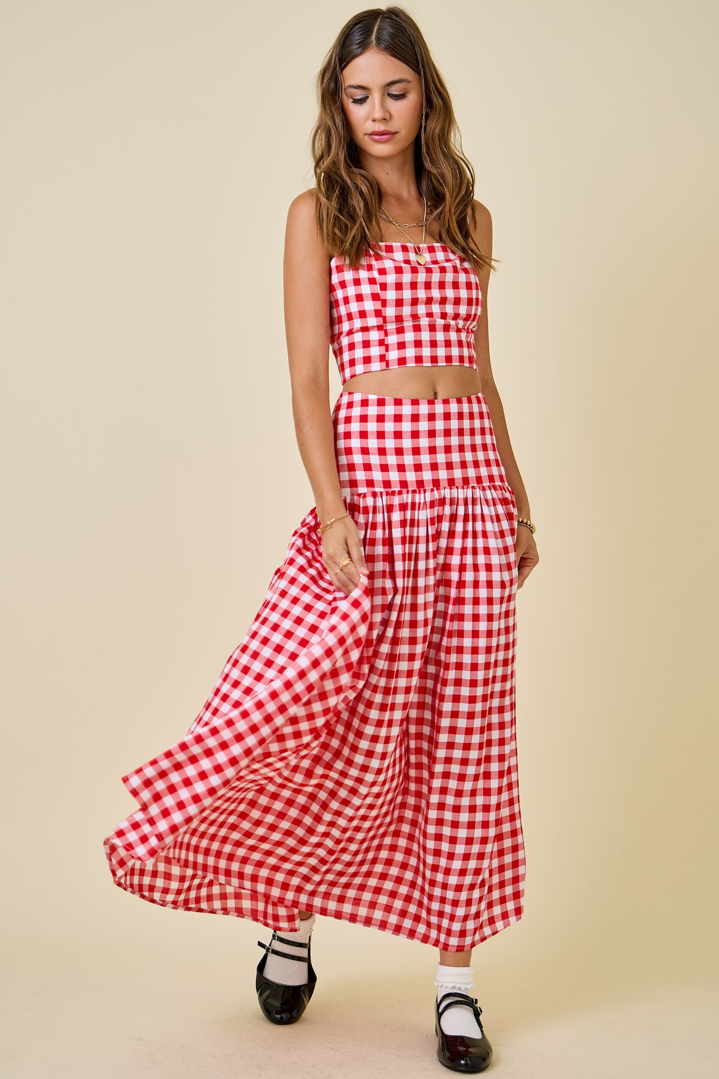 PREORDER: County Fair Cutie Gingham Top & Skirt Set