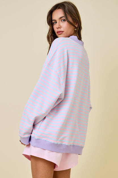 Cotton Candy Striped Mock Neck Sweatshirt