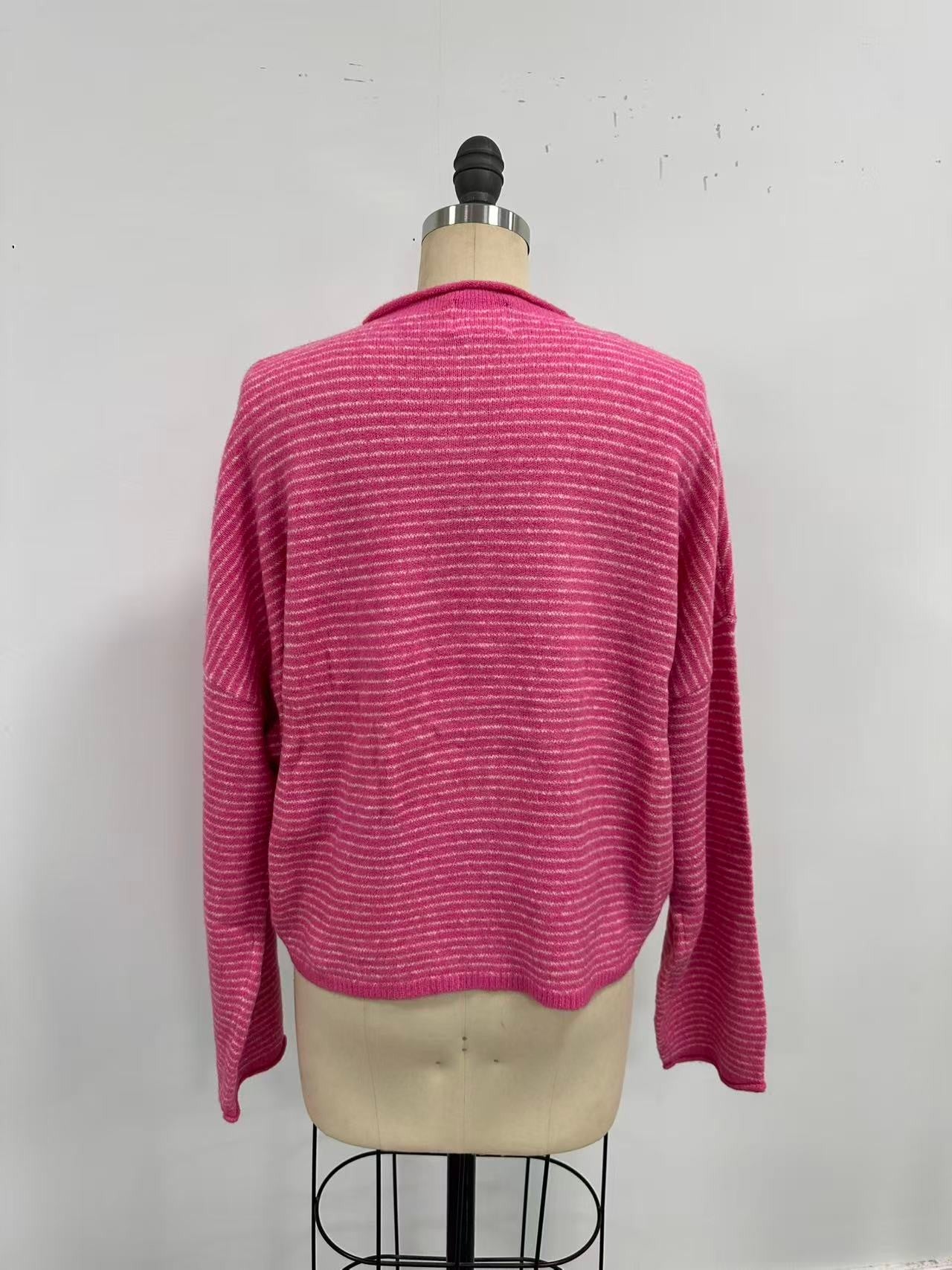 Coffee Run Pinstriped Button Down Cardigan