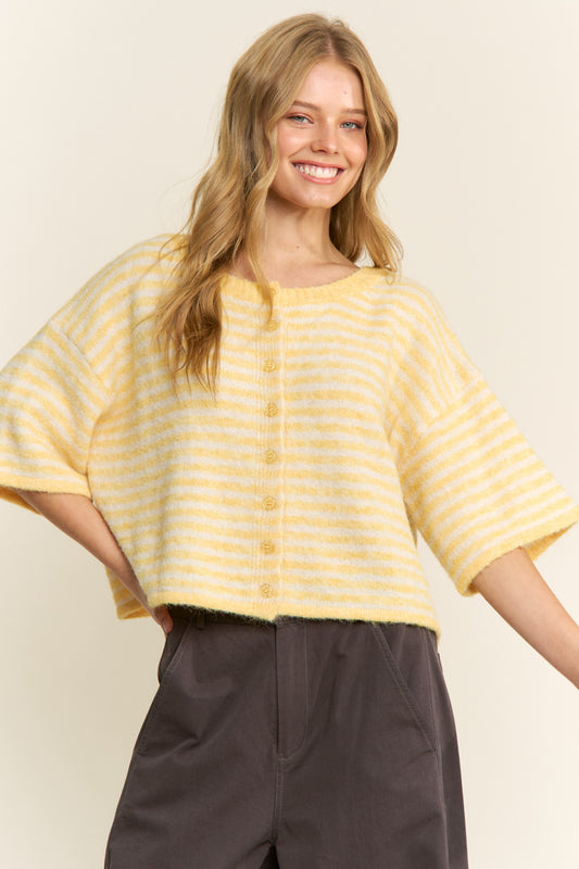 Easy Does It Striped Button Down Cardigan