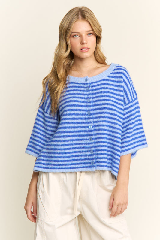 Easy Does It Striped Button Down Cardigan