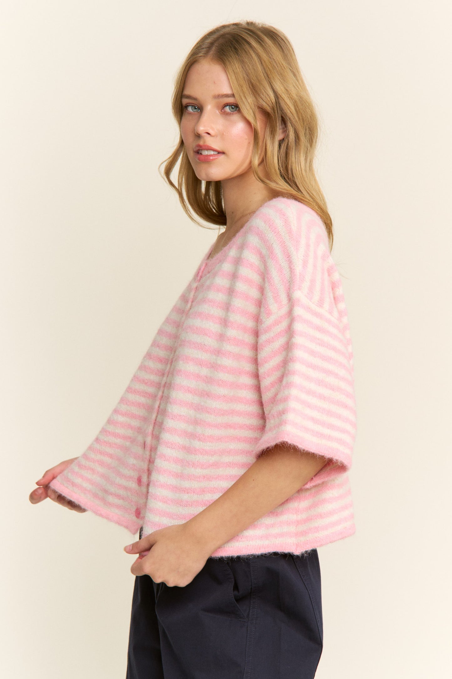 Easy Does It Striped Button Down Cardigan