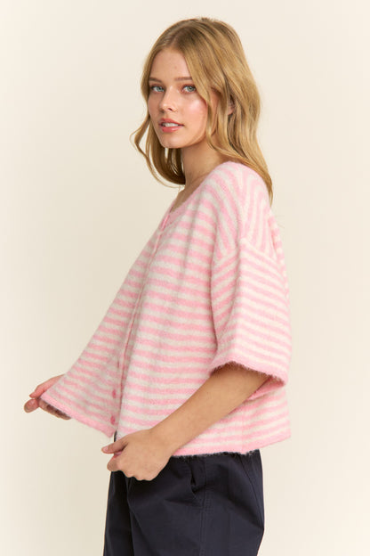 Easy Does It Striped Button Down Cardigan