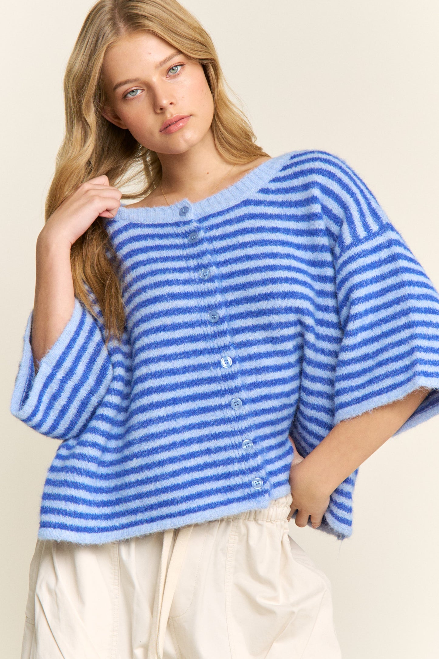 Easy Does It Striped Button Down Cardigan