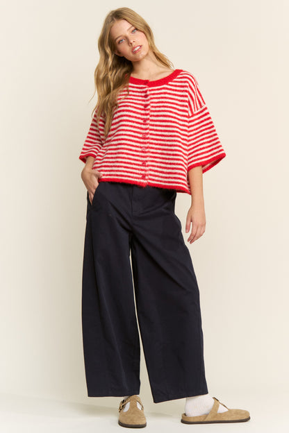 Easy Does It Striped Button Down Cardigan