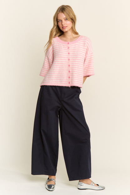 Easy Does It Striped Button Down Cardigan