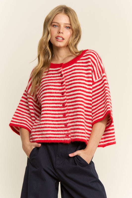 Easy Does It Striped Button Down Cardigan