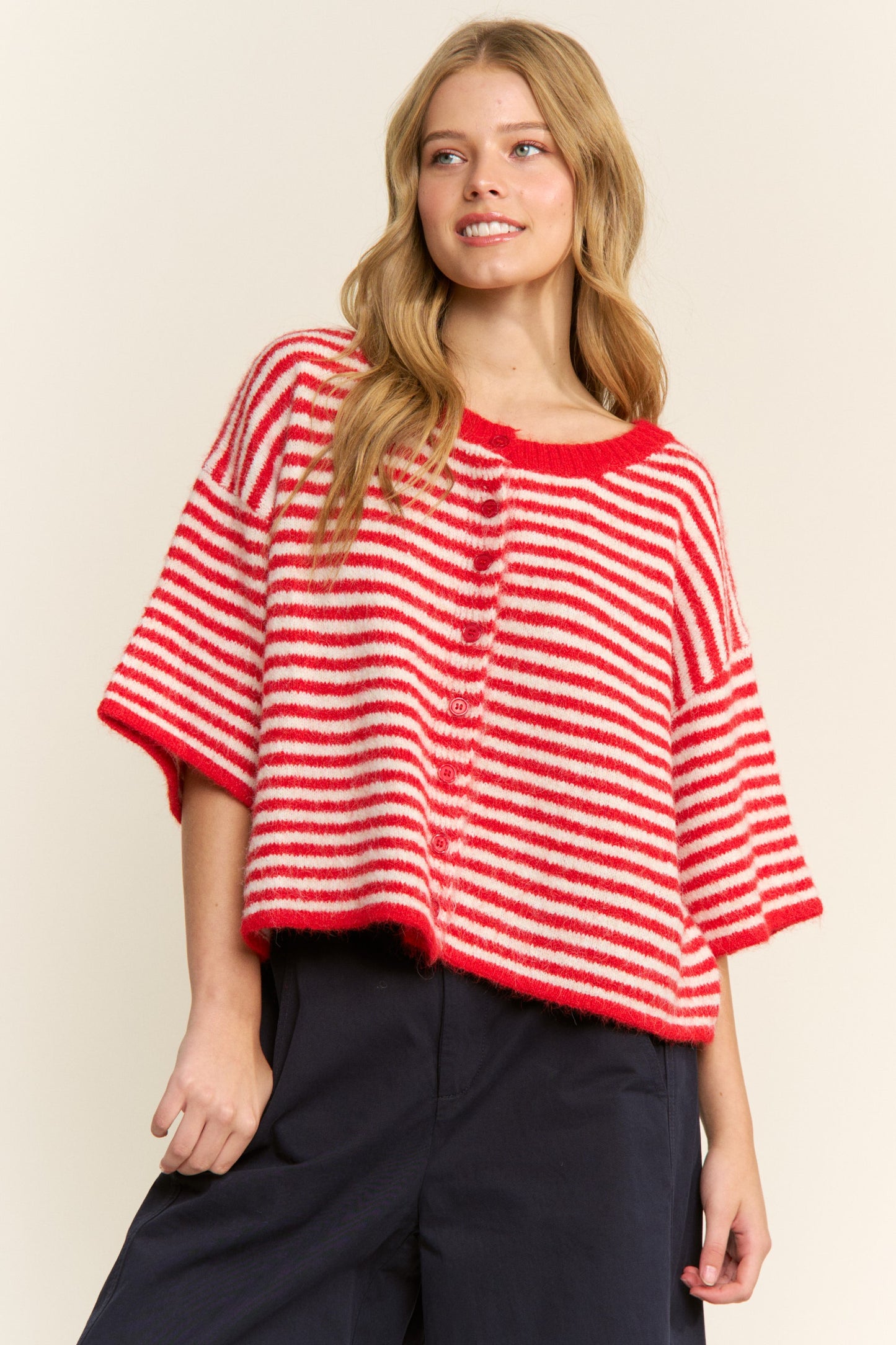 Easy Does It Striped Button Down Cardigan