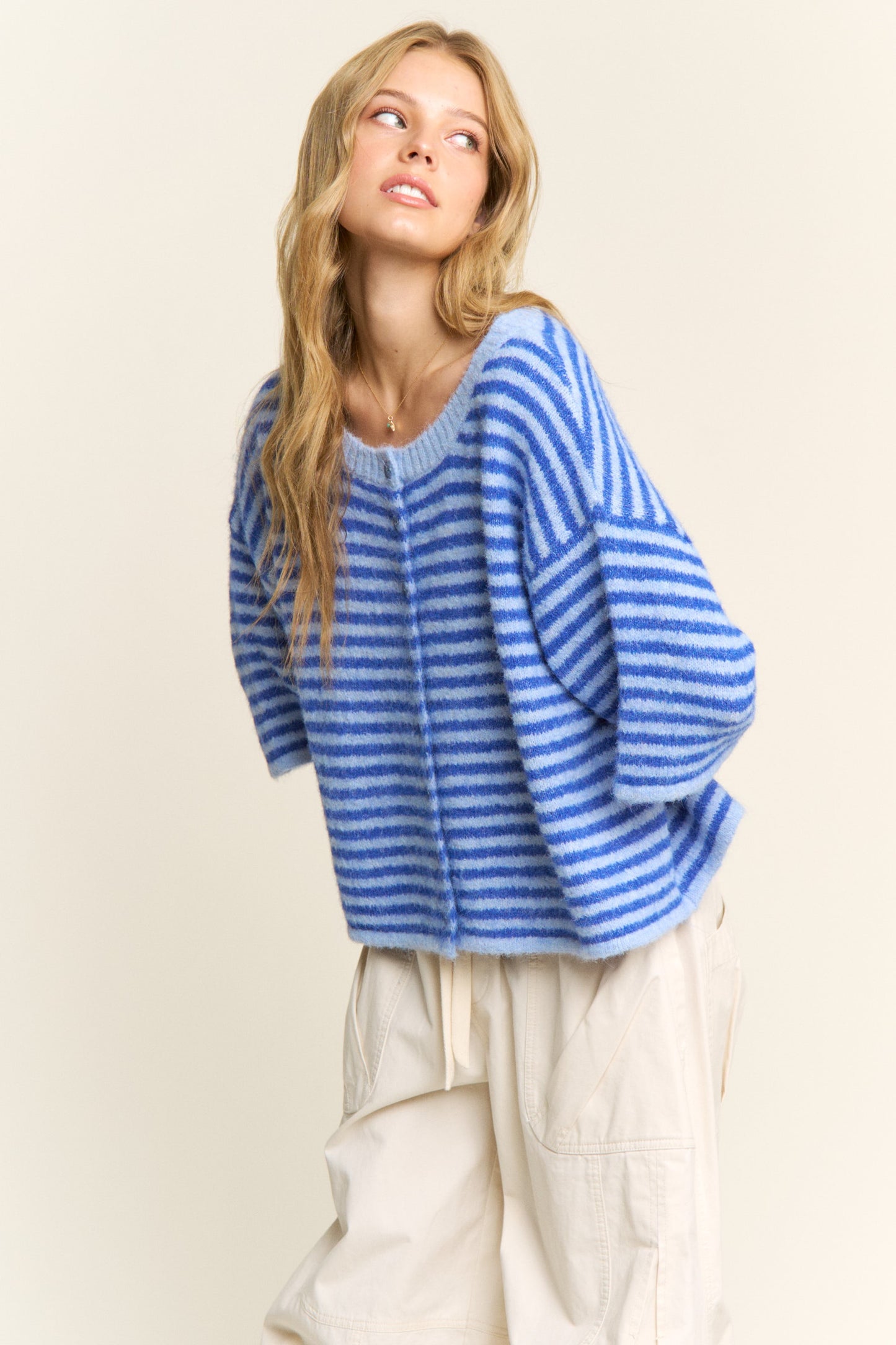 Easy Does It Striped Button Down Cardigan