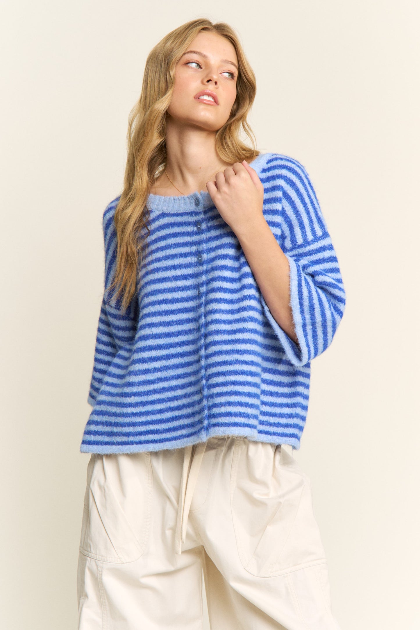 Easy Does It Striped Button Down Cardigan