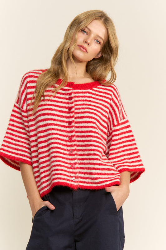 Easy Does It Striped Button Down Cardigan