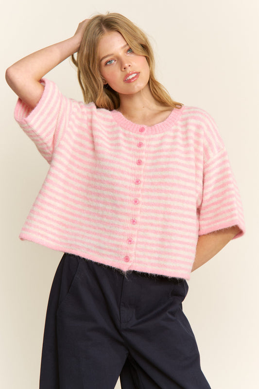 Easy Does It Striped Button Down Cardigan