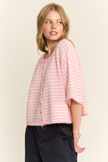 Easy Does It Striped Button Down Cardigan