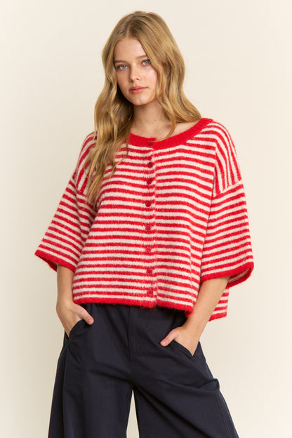 Easy Does It Striped Button Down Cardigan