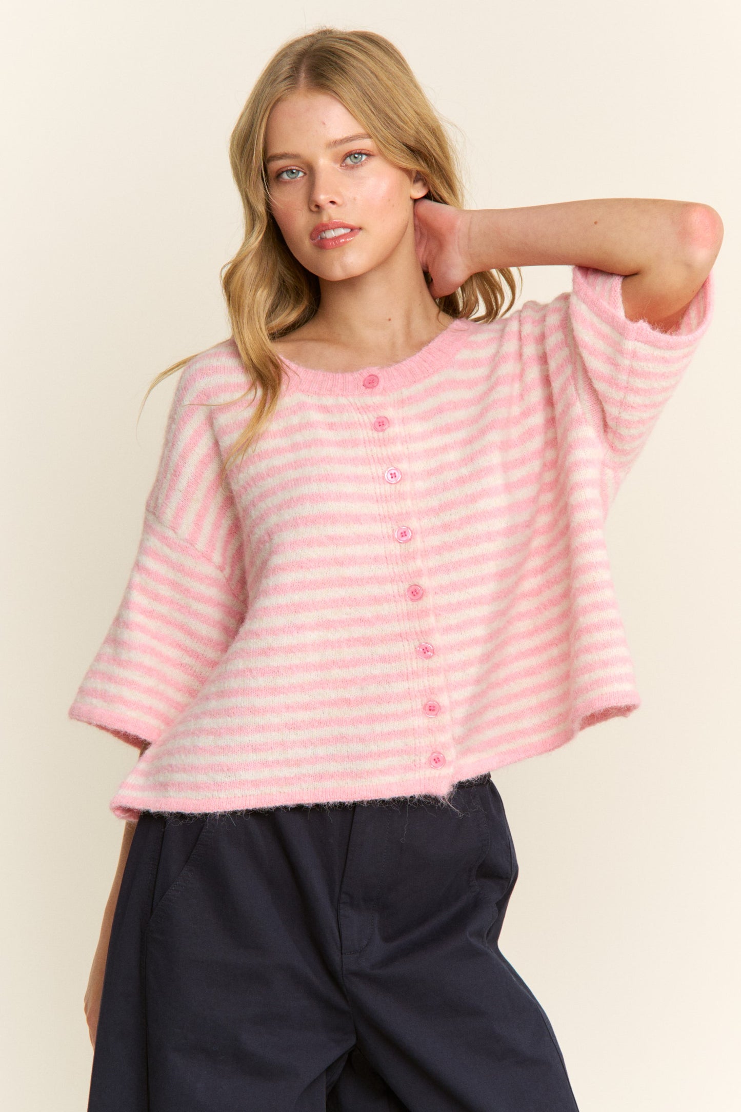 Easy Does It Striped Button Down Cardigan