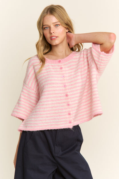 Easy Does It Striped Button Down Cardigan