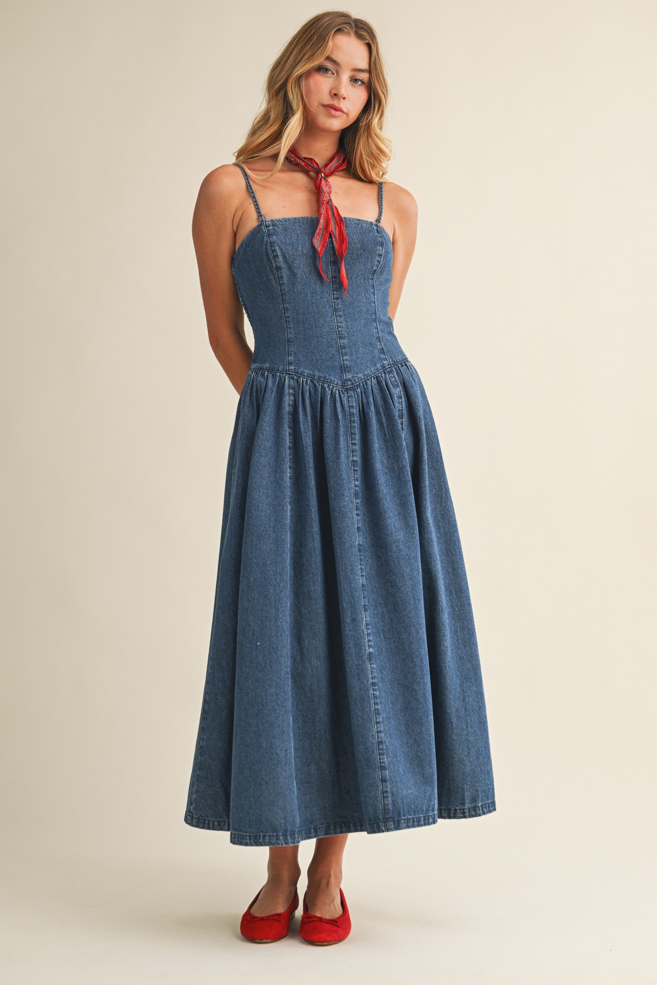 American Honey Denim Maxi Dress