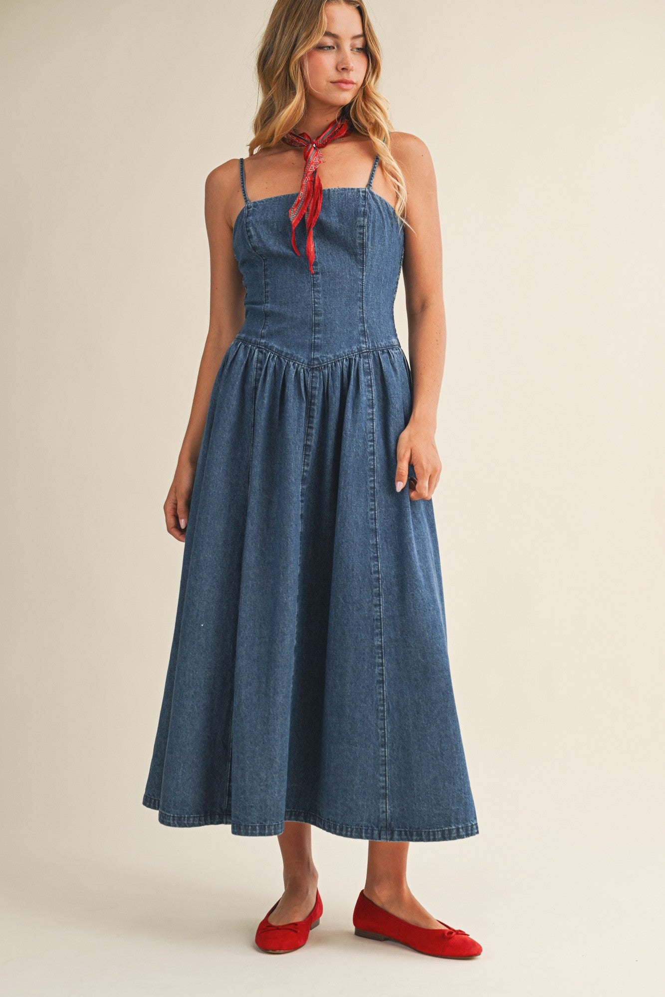 American Honey Denim Maxi Dress