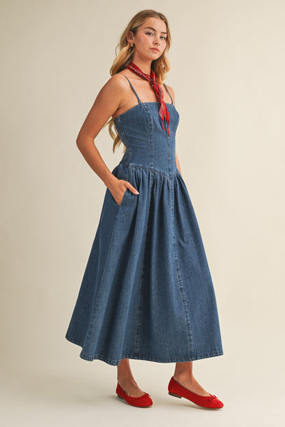 American Honey Denim Maxi Dress