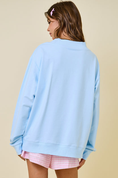 XOXO Gingham Mock Neck Sweatshirt