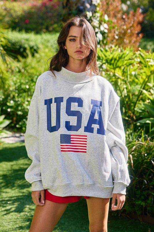 USA/America Reversible Mock Neck Sweatshirt