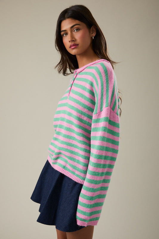 Candyland Striped Henley Sweater