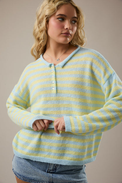Candyland Striped Henley Sweater