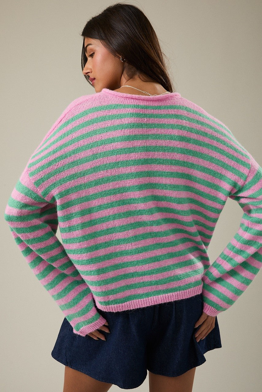 Candyland Striped Henley Sweater