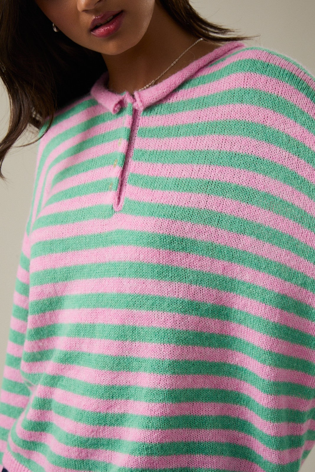 Candyland Striped Henley Sweater