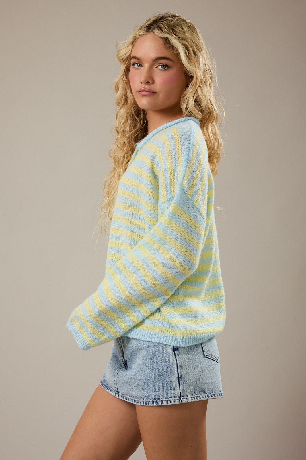 Candyland Striped Henley Sweater