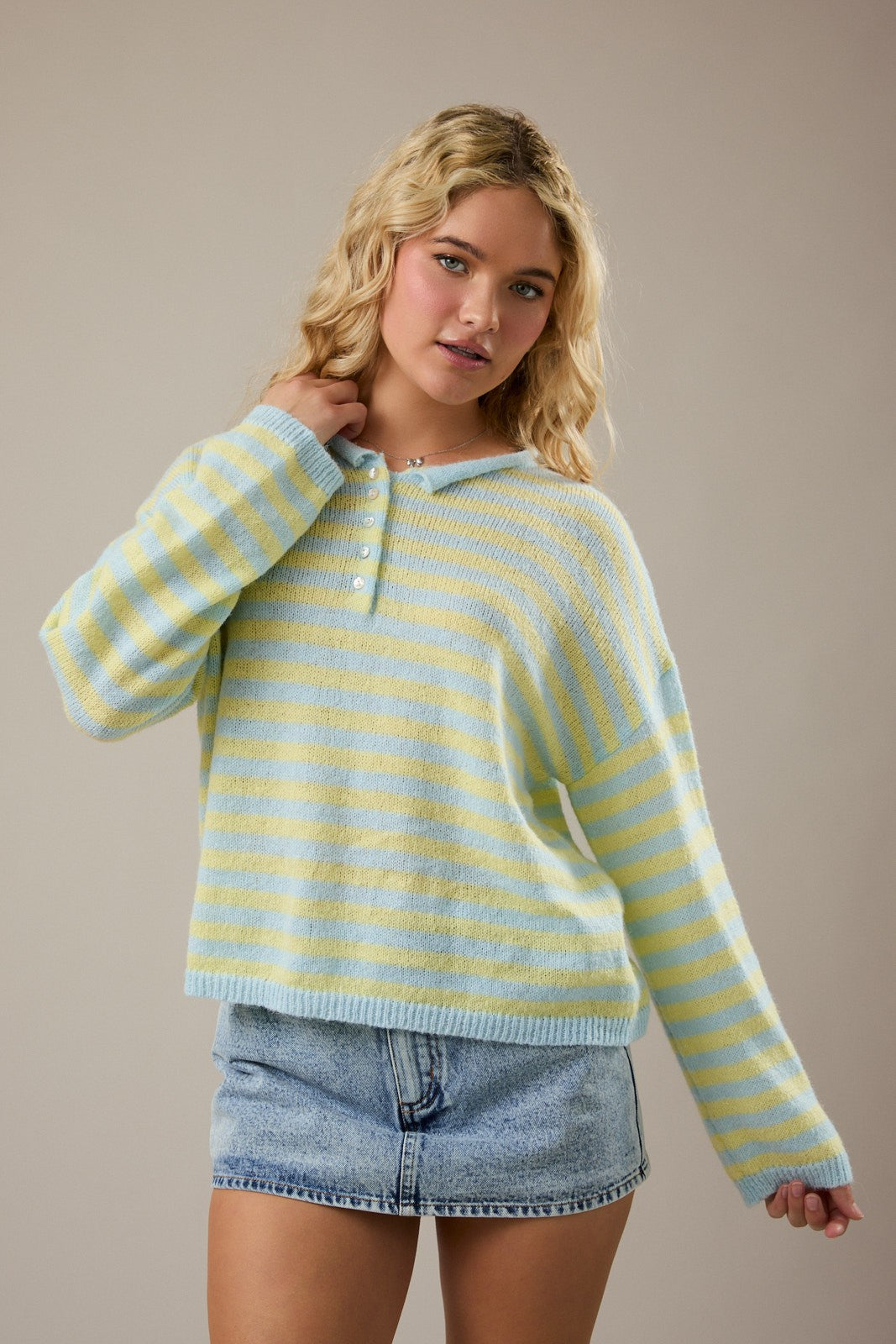 Candyland Striped Henley Sweater