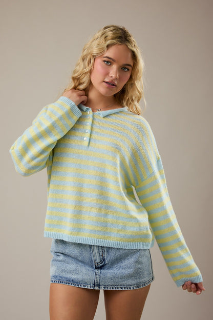 Candyland Striped Henley Sweater