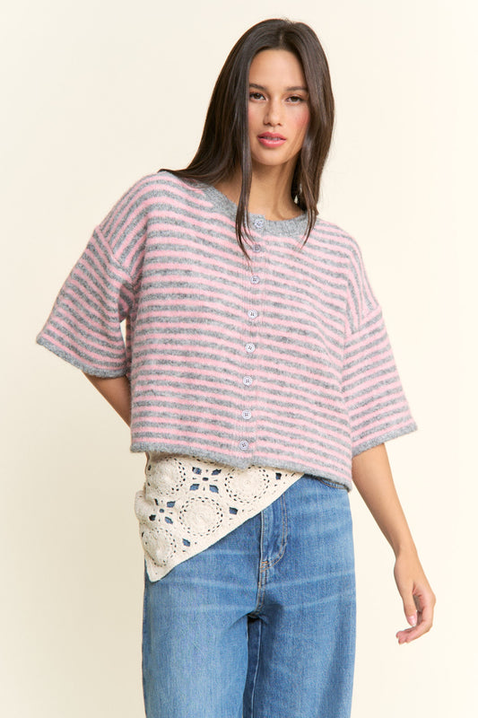 Easy Does It Striped Button Down Cardigan