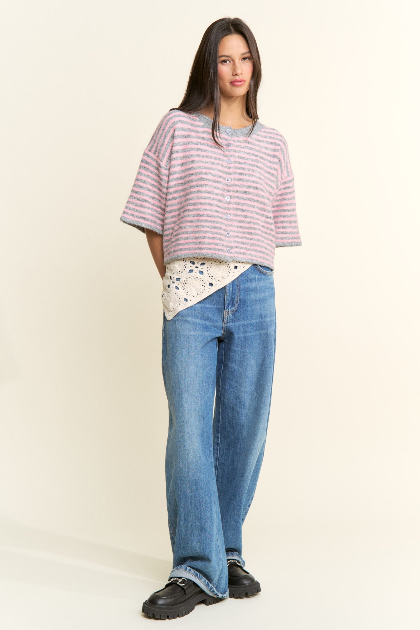 Easy Does It Striped Button Down Cardigan