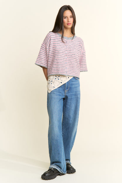 Easy Does It Striped Button Down Cardigan