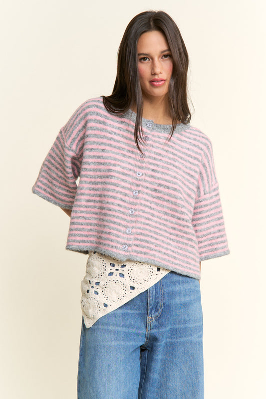 Easy Does It Striped Button Down Cardigan