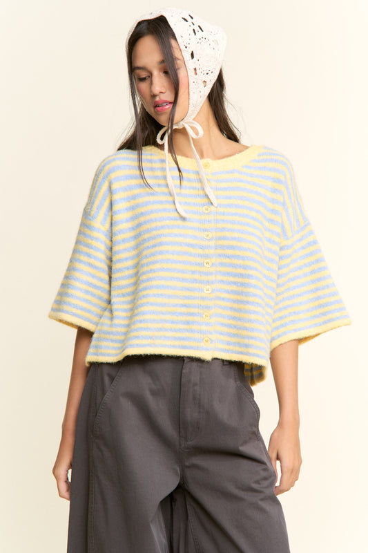 Easy Does It Striped Button Down Cardigan