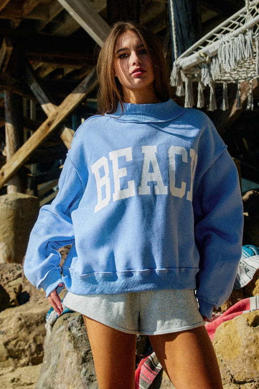 PREORDER: Beach/Lake Reversible Mock Neck Sweatshirt (EARLY MAY)