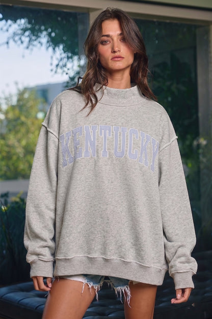 PREORDER: Pinstripe Embroidered Kentucky Mock Neck Sweatshirt (EARLY AUGUST)