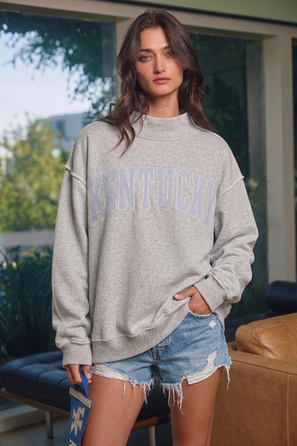 PREORDER: Pinstripe Embroidered Kentucky Mock Neck Sweatshirt (EARLY AUGUST)