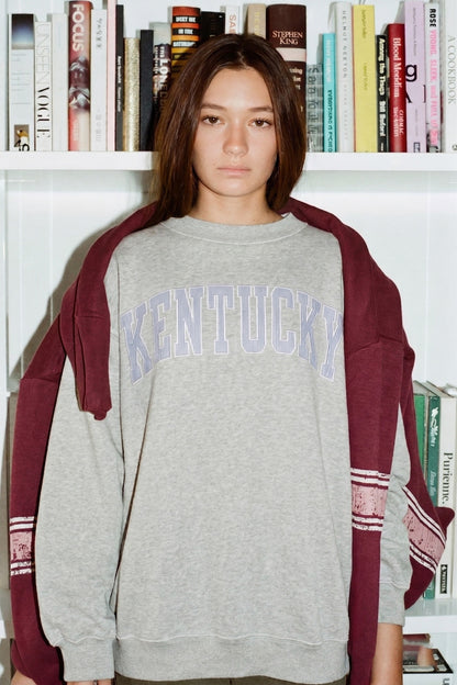 PREORDER: Pinstripe Embroidered Kentucky Mock Neck Sweatshirt (EARLY AUGUST)