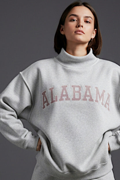 PREORDER: Embroidered Alabama Mock Neck Sweatshirt (EARLY JULY)