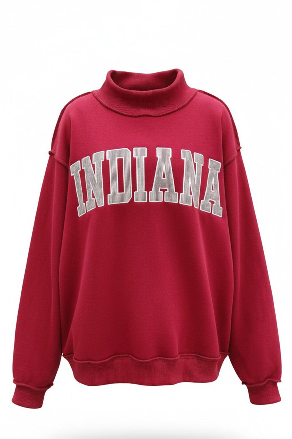 PREORDER: Pinstripe Embroidered Indiana Mock Neck Sweatshirt (LATE JUNE)