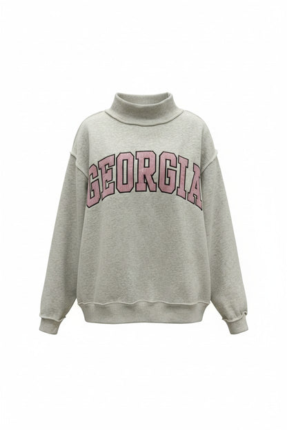 PREORDER: Embroidered Georgia Mock Neck Sweatshirt (EARLY JUNE)