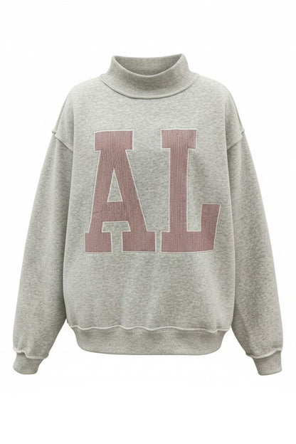 Pinstripe Embroidered Alabama (AL) Mock Neck Sweatshirt