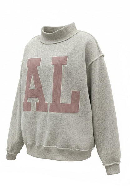 Pinstripe Embroidered Alabama (AL) Mock Neck Sweatshirt